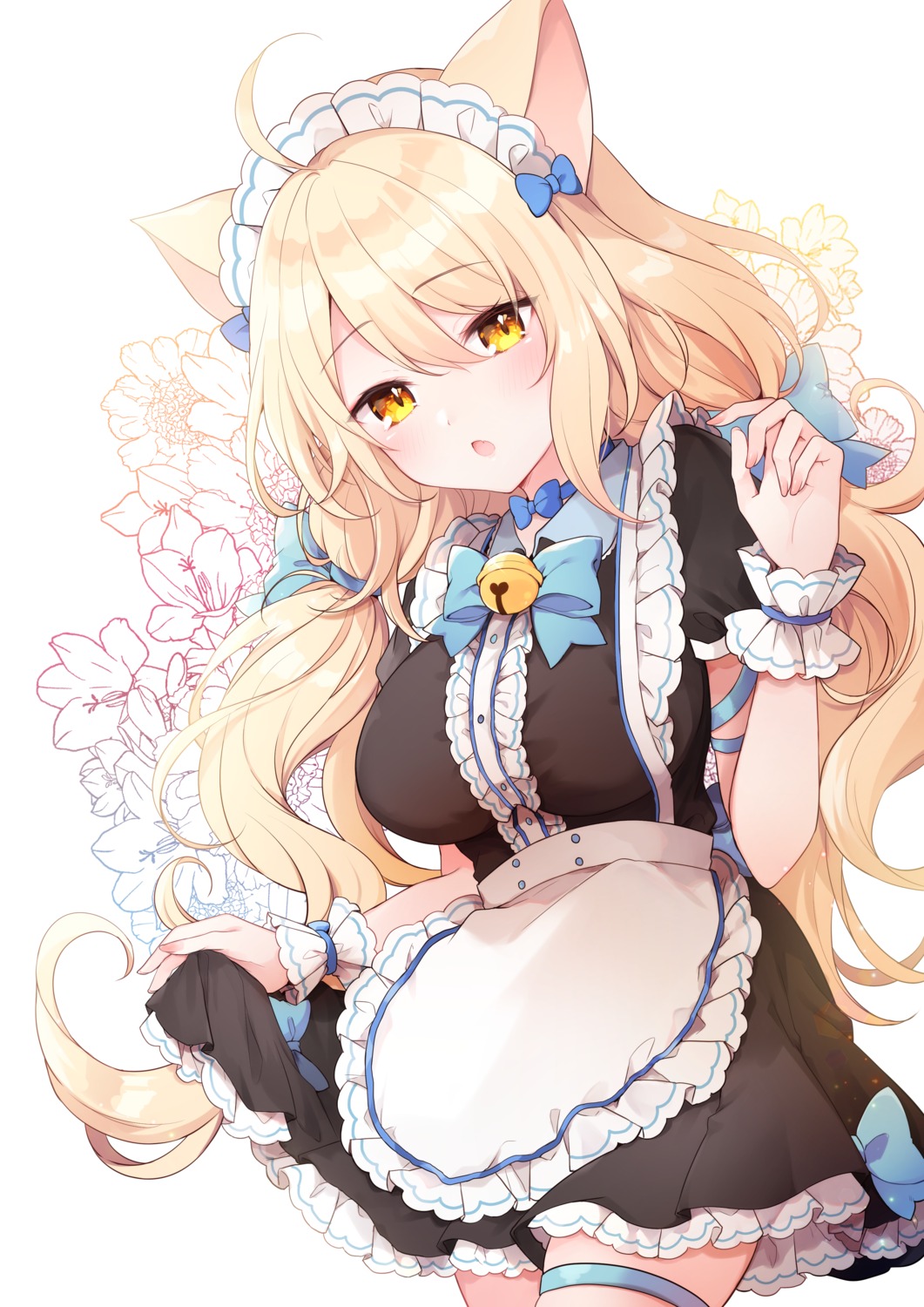 animal_ears cream_(kkyuang) fukunoki_tokuwa garter maid nekomimi waitress