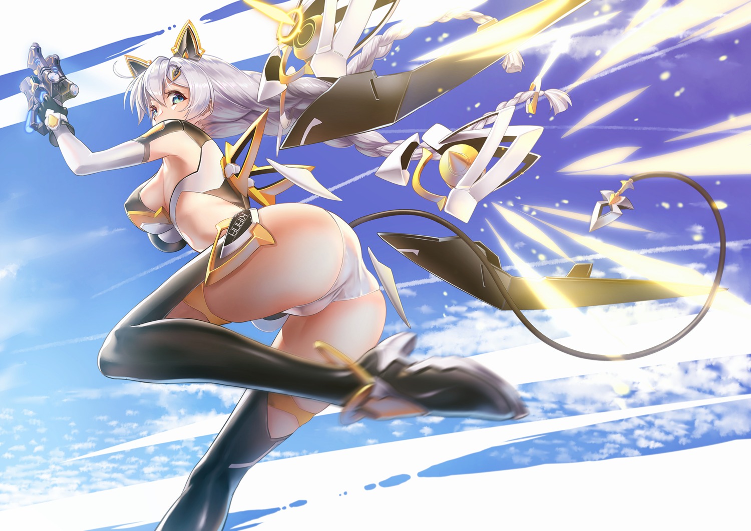 ass benghuai_xueyuan bodysuit erect_nipples gotointhepark gun heels honkai_impact kiana_kaslana tail wings