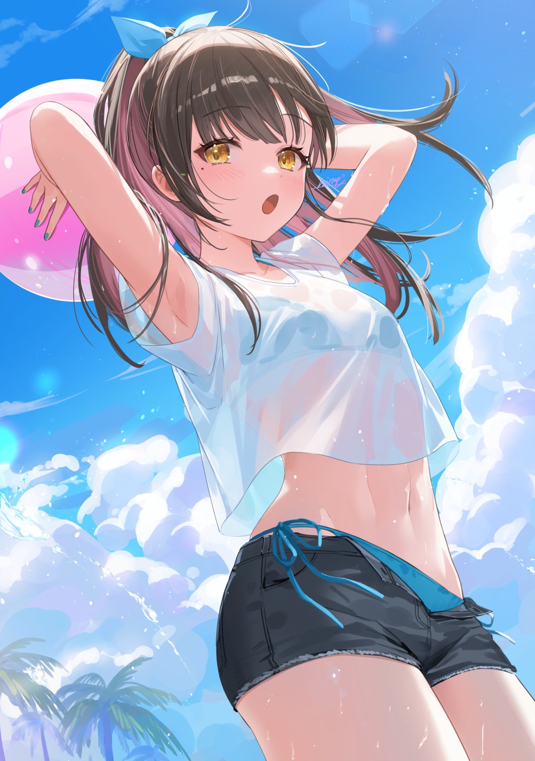 bikini nima_(niru54) see_through swimsuits wet wet_clothes