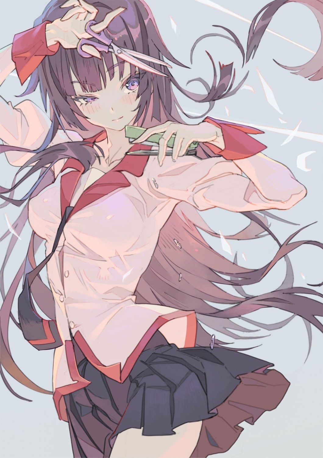 hong monogatari_(series) seifuku senjougahara_hitagi skirt_lift