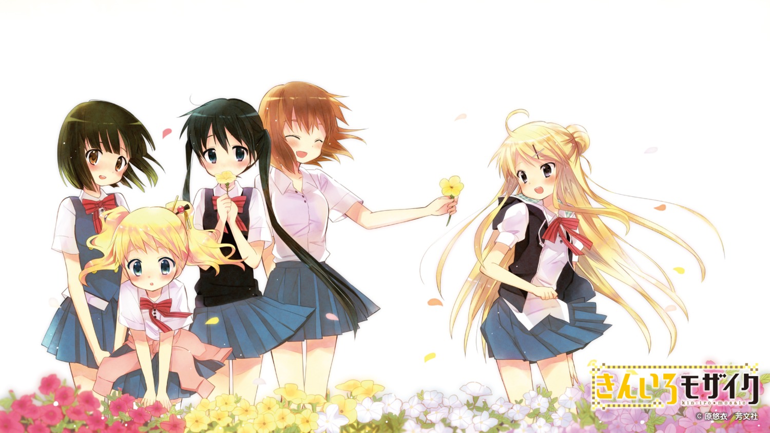 alice_cartelet hara_yui inokuma_youko kin-iro_mosaic komichi_aya kujou_karen oomiya_shinobu seifuku wallpaper