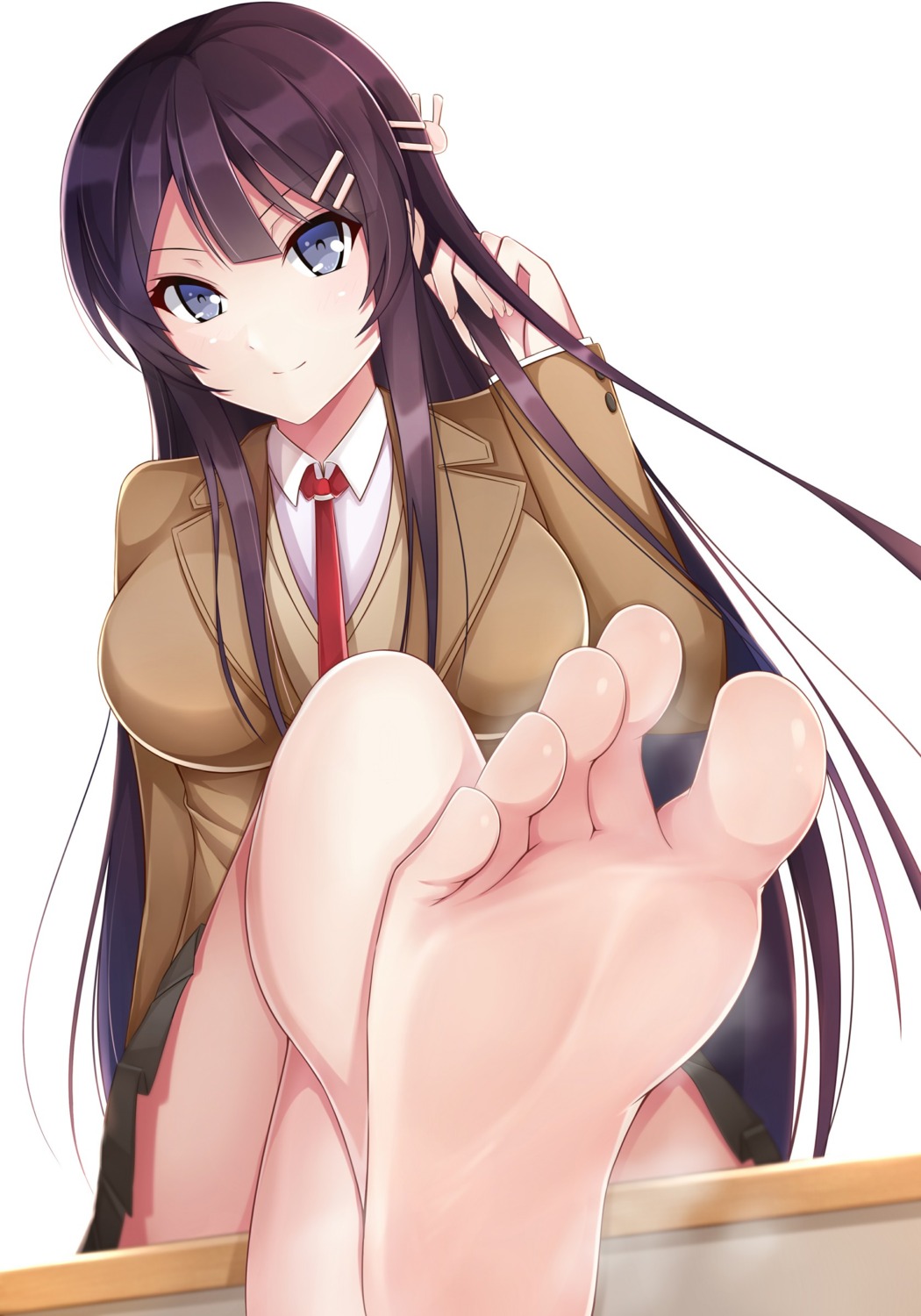 feet otono_fei sakurajima_mai seifuku seishun_buta_yarou sweater