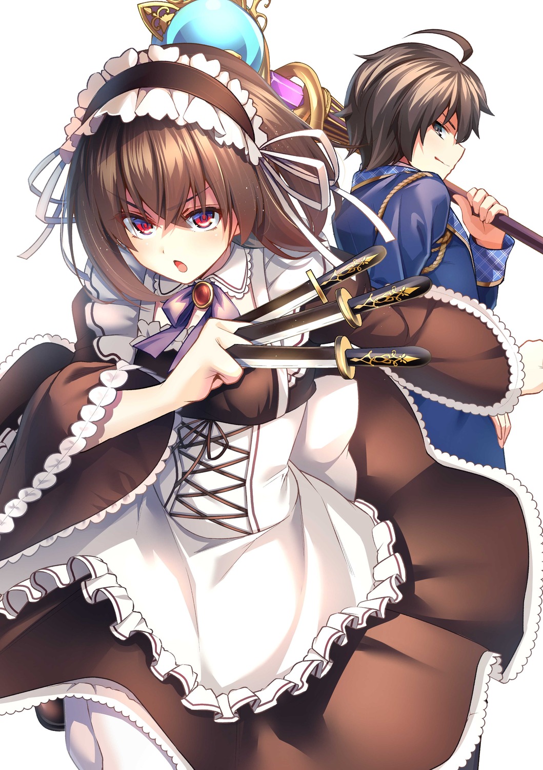 keigen_hichou leonis_death_magnus maid pantyhose seifuku seiken_gakuin_no_maken_tsukai shary_shadow_assassin weapon