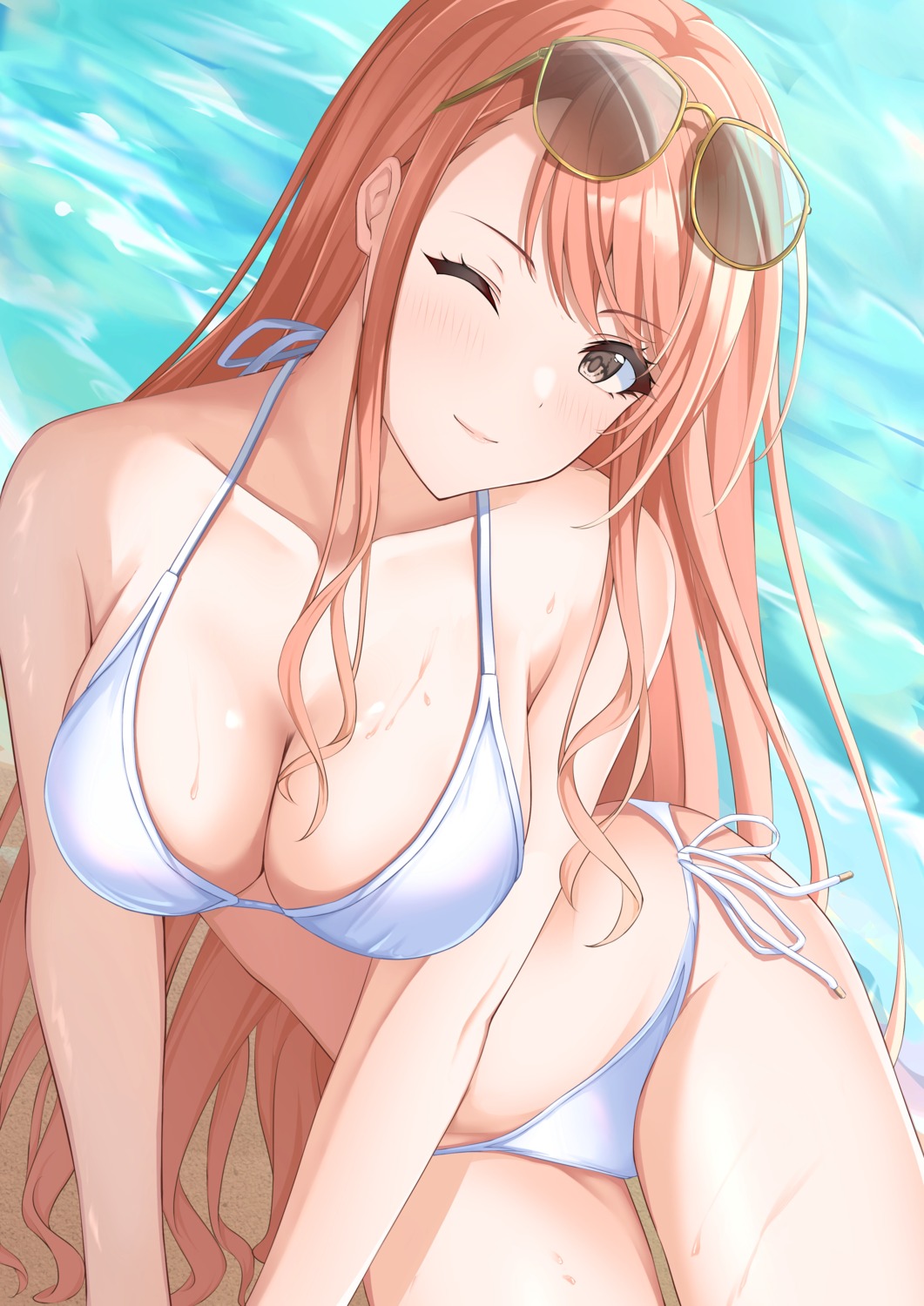 arisugawa_natsuha bikini megane swimsuits the_idolm@ster the_idolm@ster_shiny_colors wet yuro