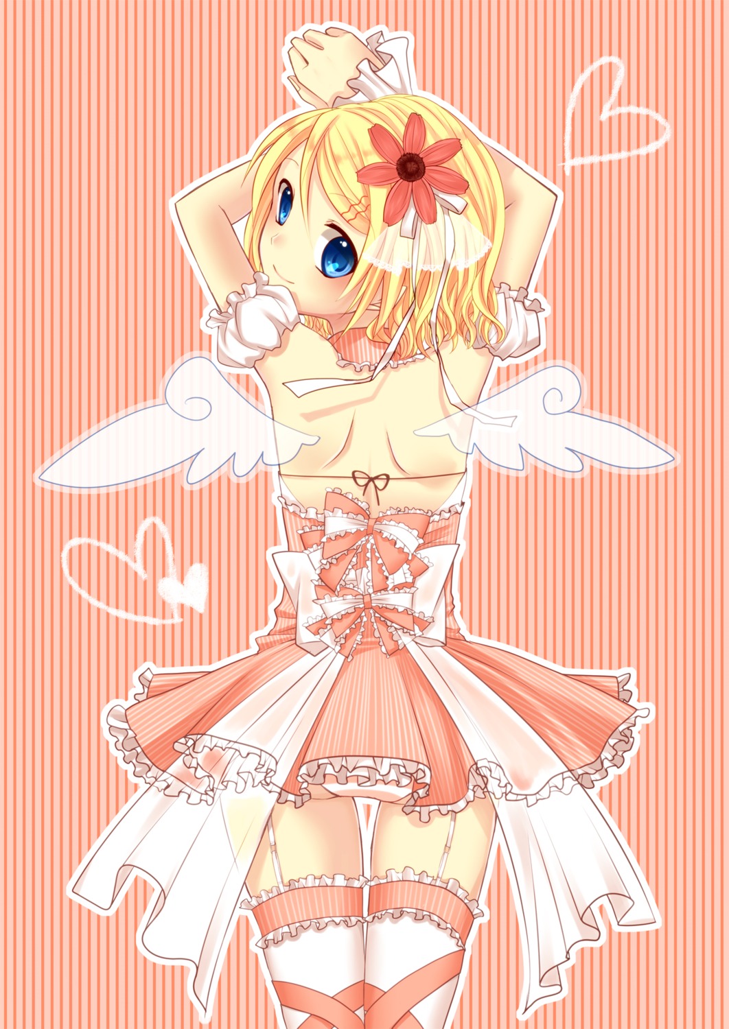 dress kagamine_rin pantsu stockings thighhighs vocaloid wings yayoi