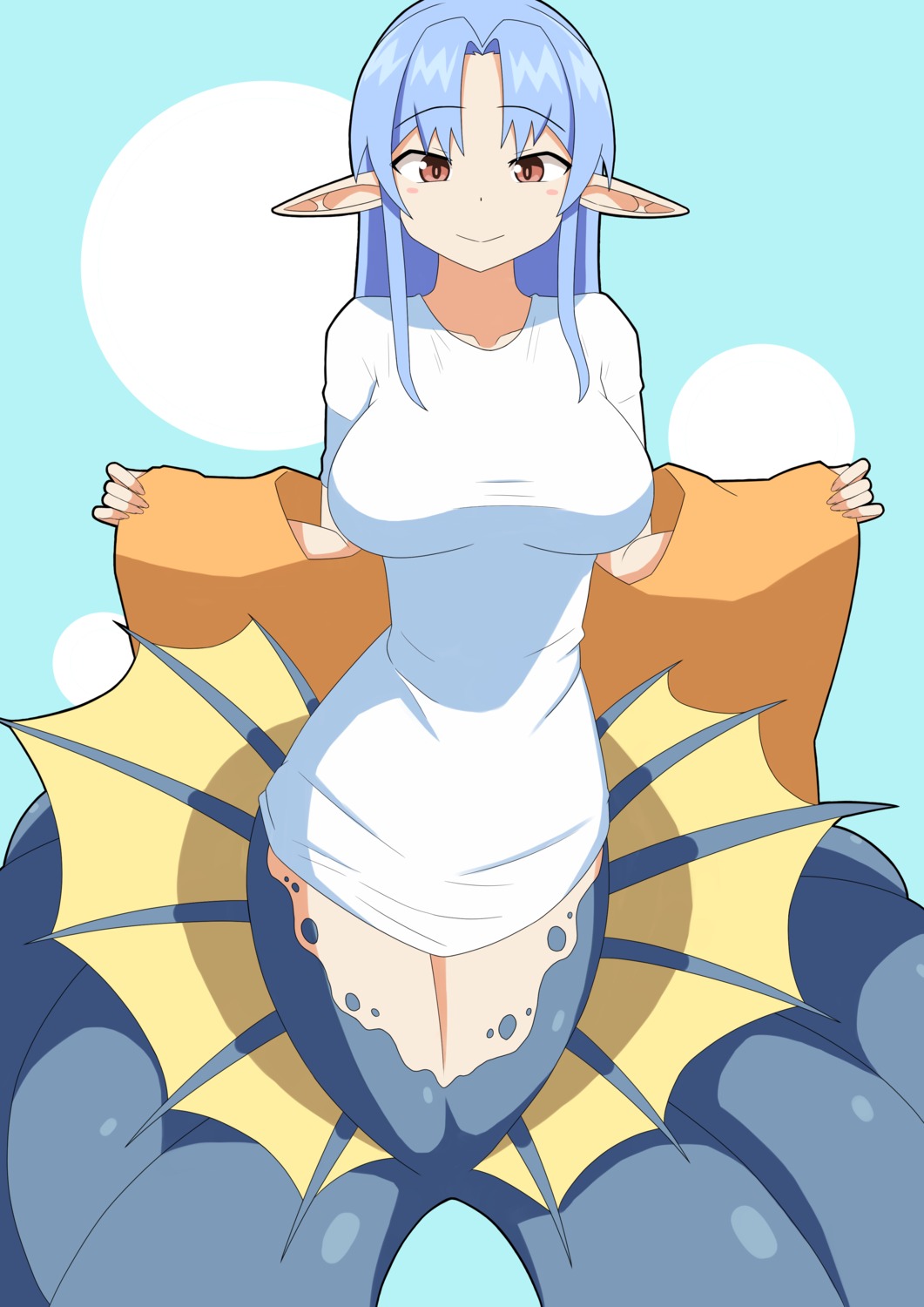 imubainu monster_girl pointy_ears tail undressing