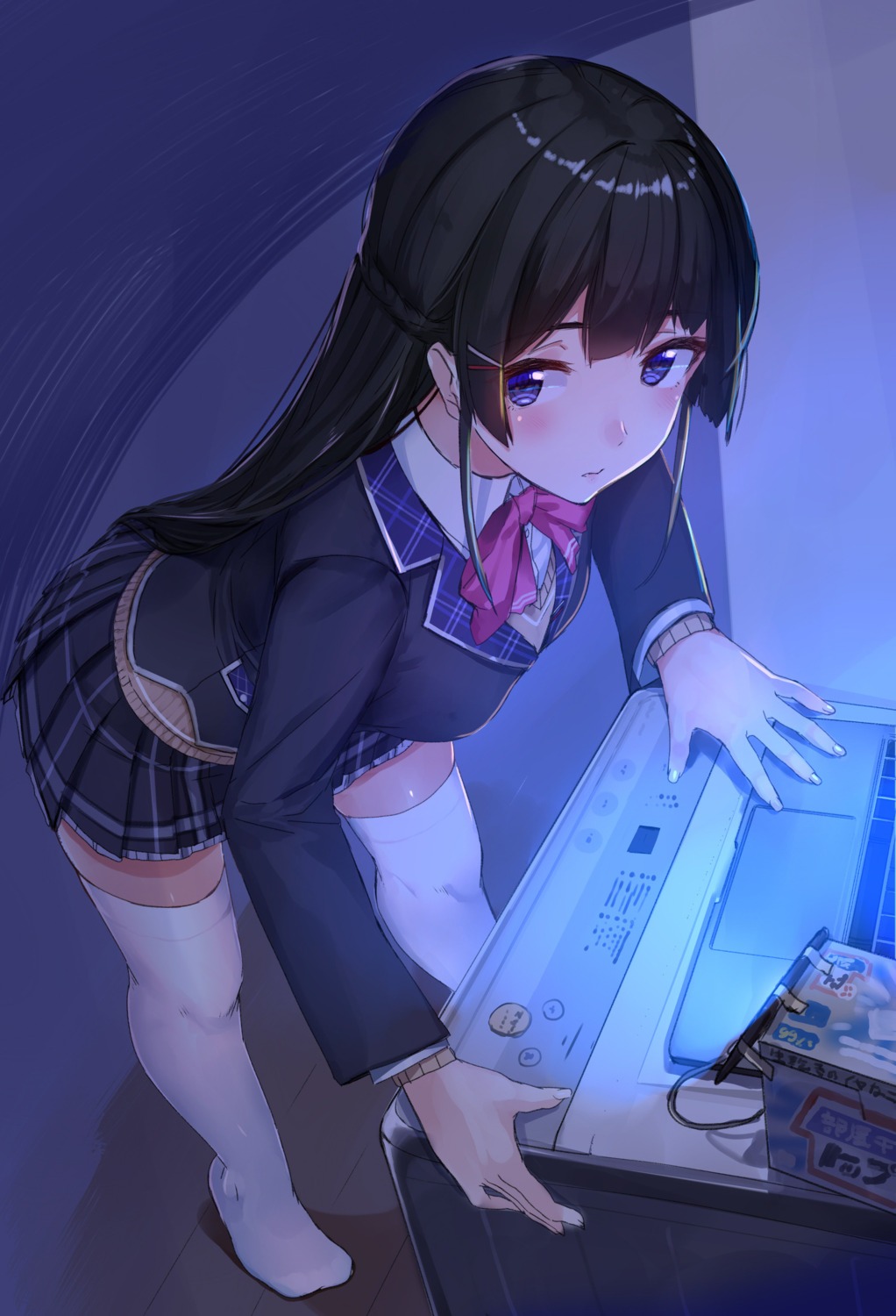 akasa_ai nijisanji seifuku thighhighs tsukino_mito