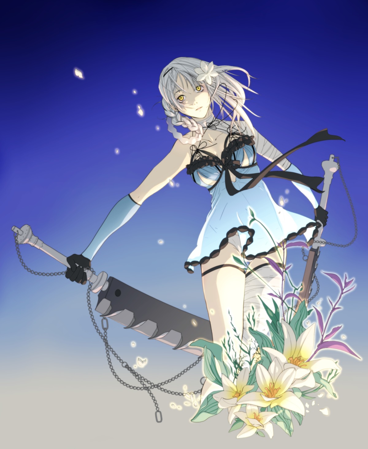 aiura_haruichi bandages kaine_(nier) nier nier_(character) pantsu sword