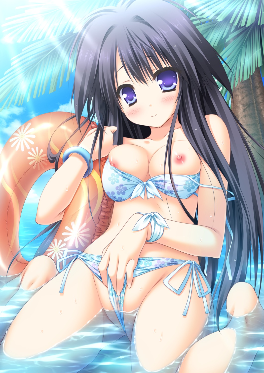 bikini breasts lump_of_sugar moekibara_fumitake nipples sekai_to_sekai_no_mannaka_de shiratori_aira swimsuits thong wet