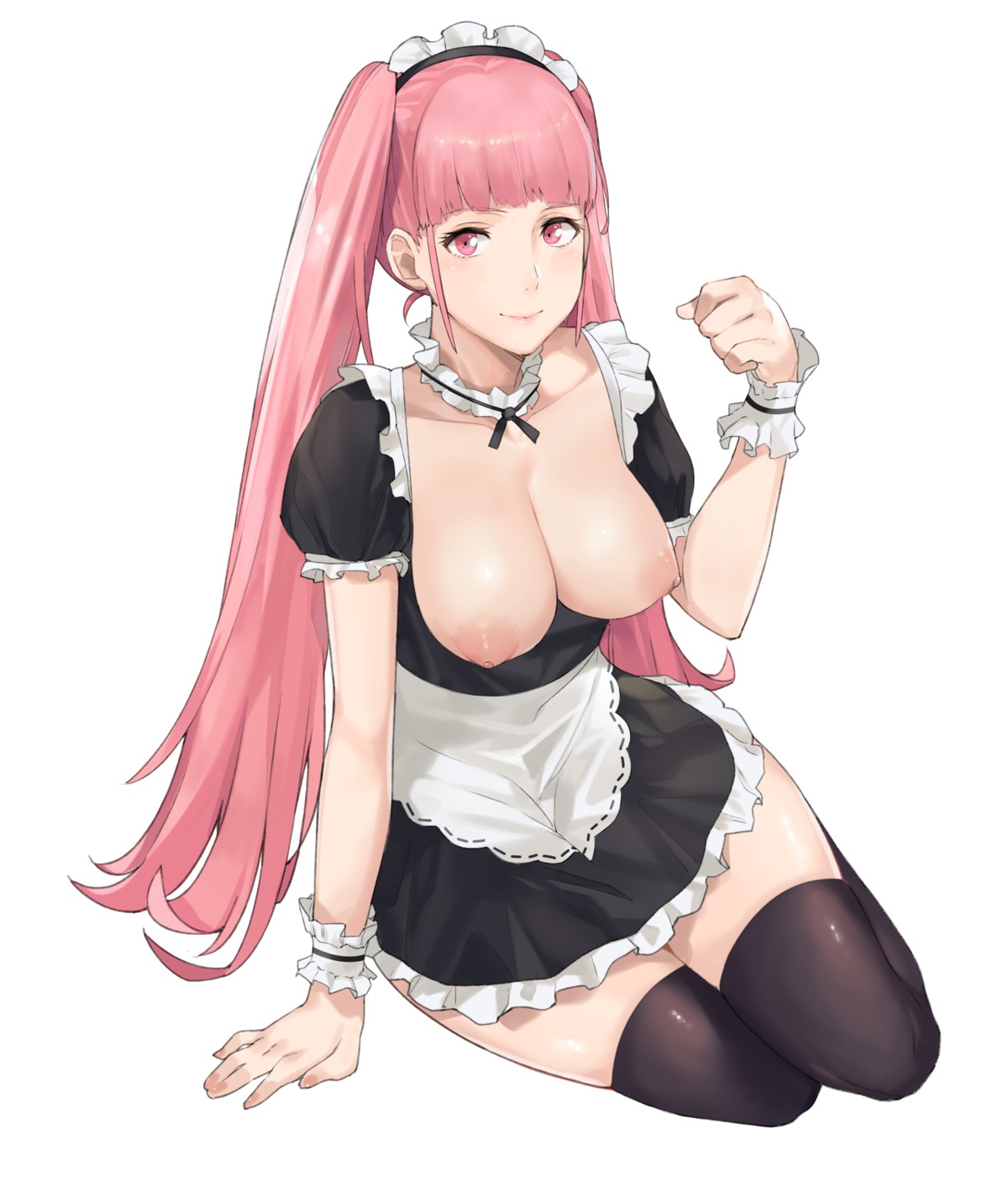 breasts fire_emblem fire_emblem_three_houses hilda_valentine_goneril j@ck maid nipples no_bra open_shirt thighhighs