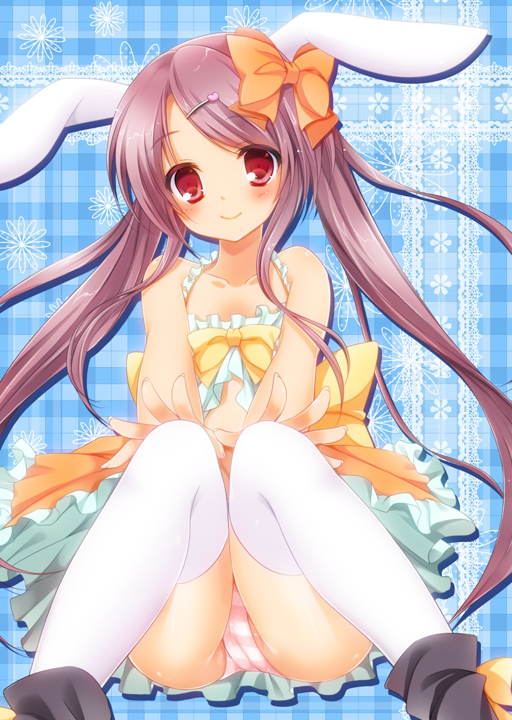 animal_ears bunny_ears minakami_rinka pantsu shimapan thighhighs