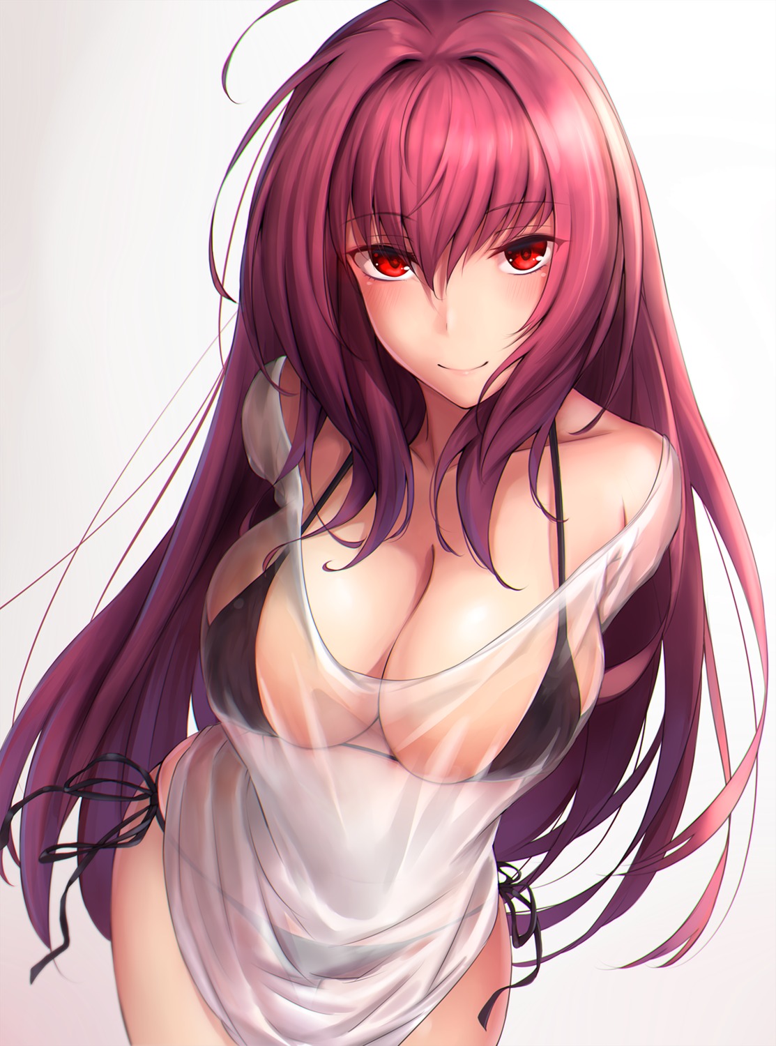 bikini cleavage fate/grand_order lun7732 scathach_(fate/grand_order) see_through swimsuits