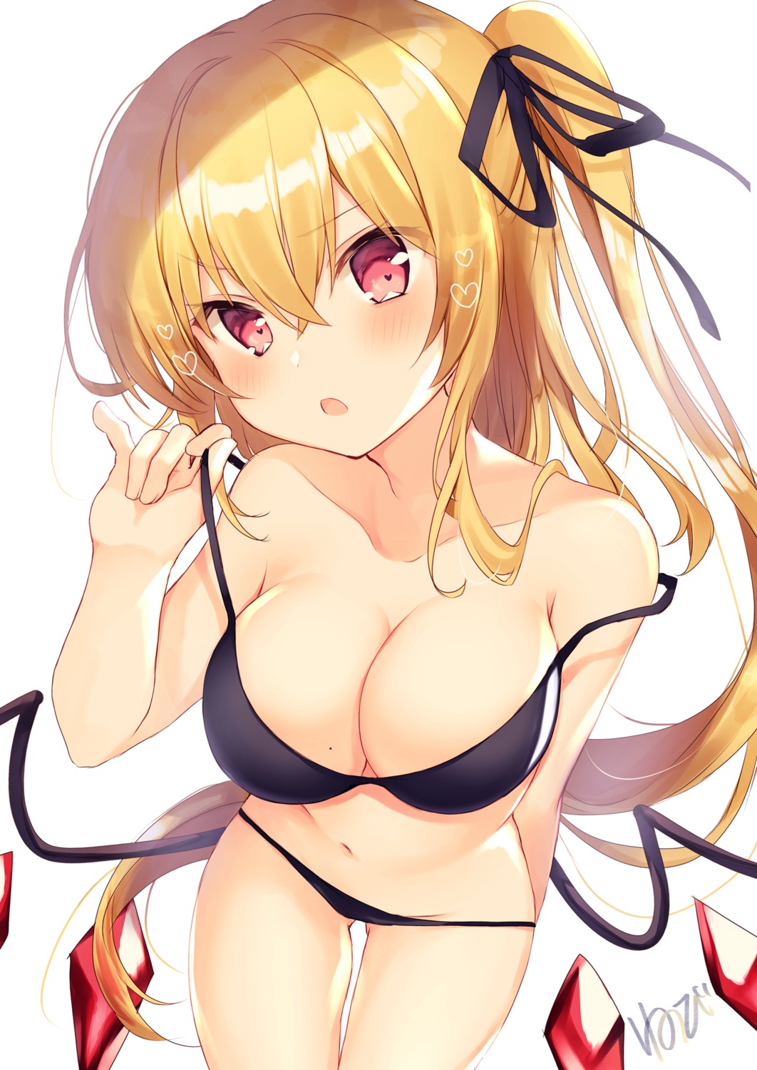 bikini cleavage flandre_scarlet nenobi_(nenorium) swimsuits touhou undressing wings