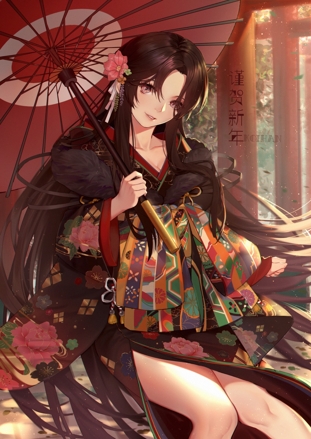 japanese_clothes koi_han umbrella