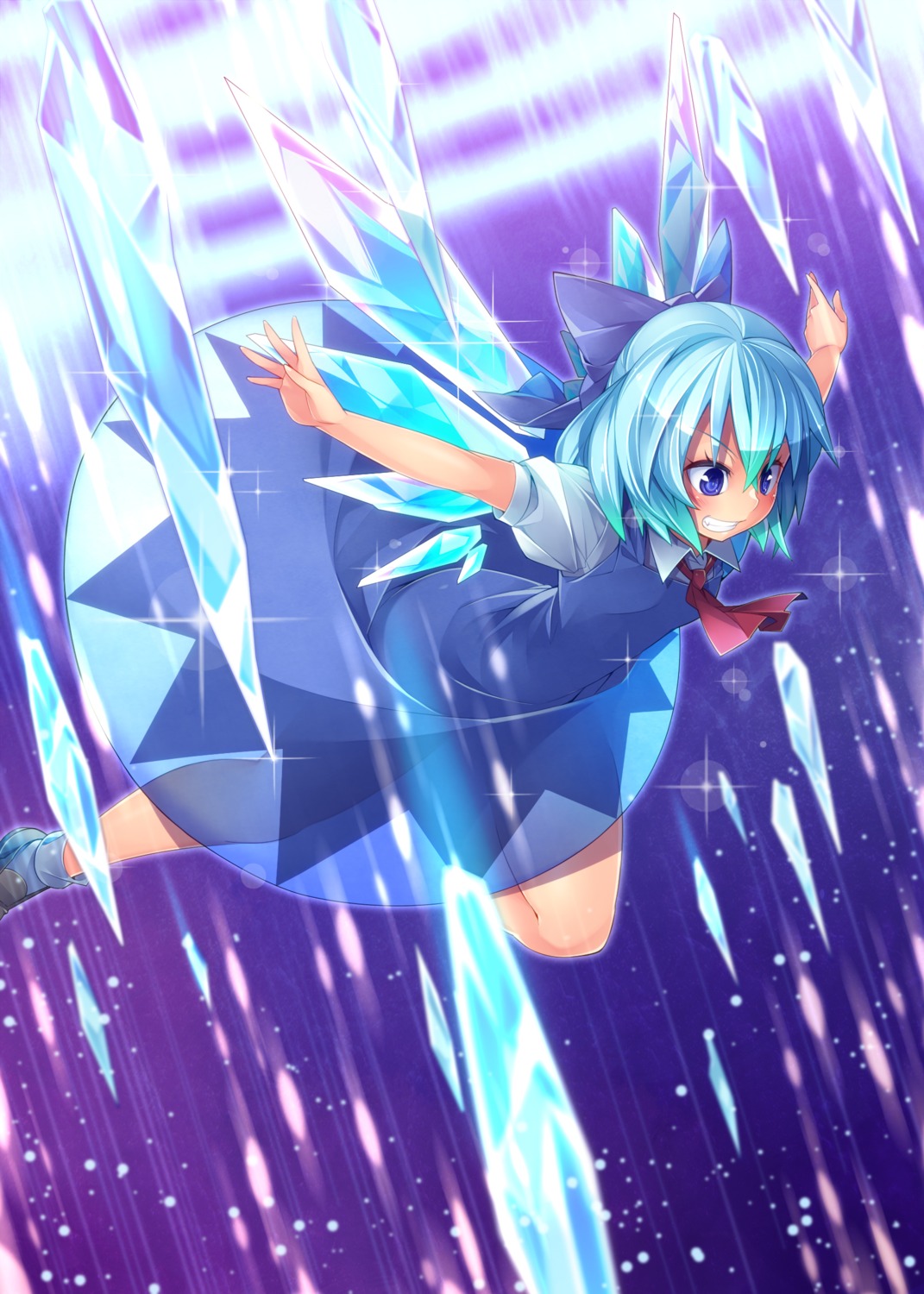 cirno dress kokka_han see_through touhou wings