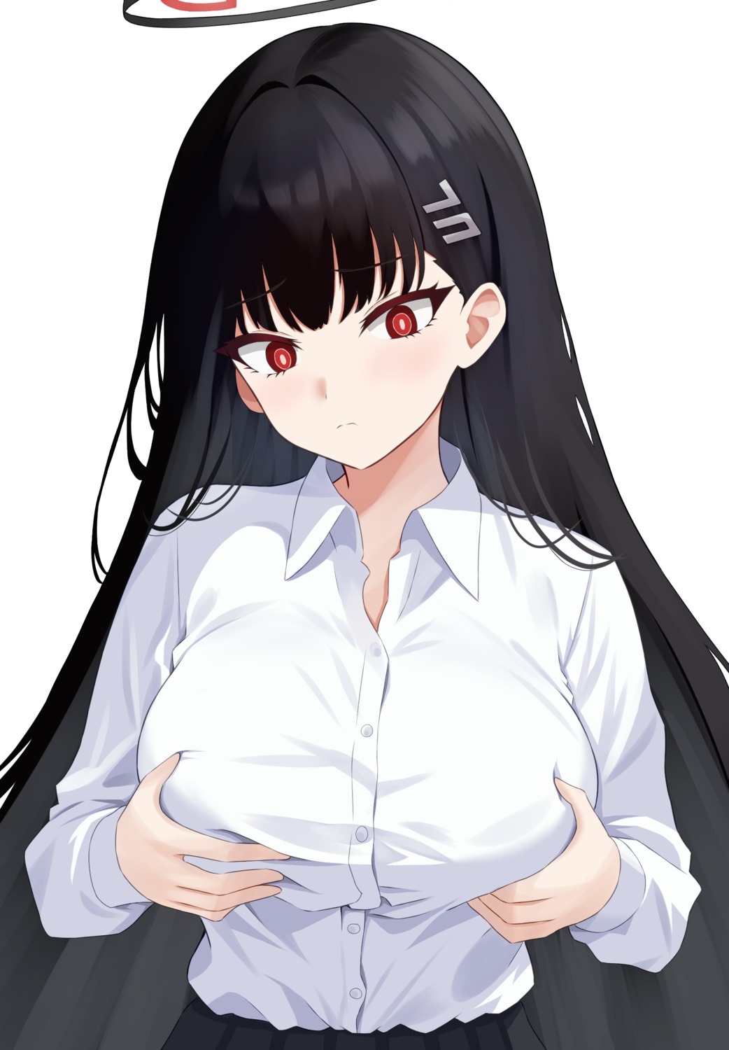 blue_archive breast_hold dress_shirt halo raimu_(clanberry000) tsukatsuki_rio