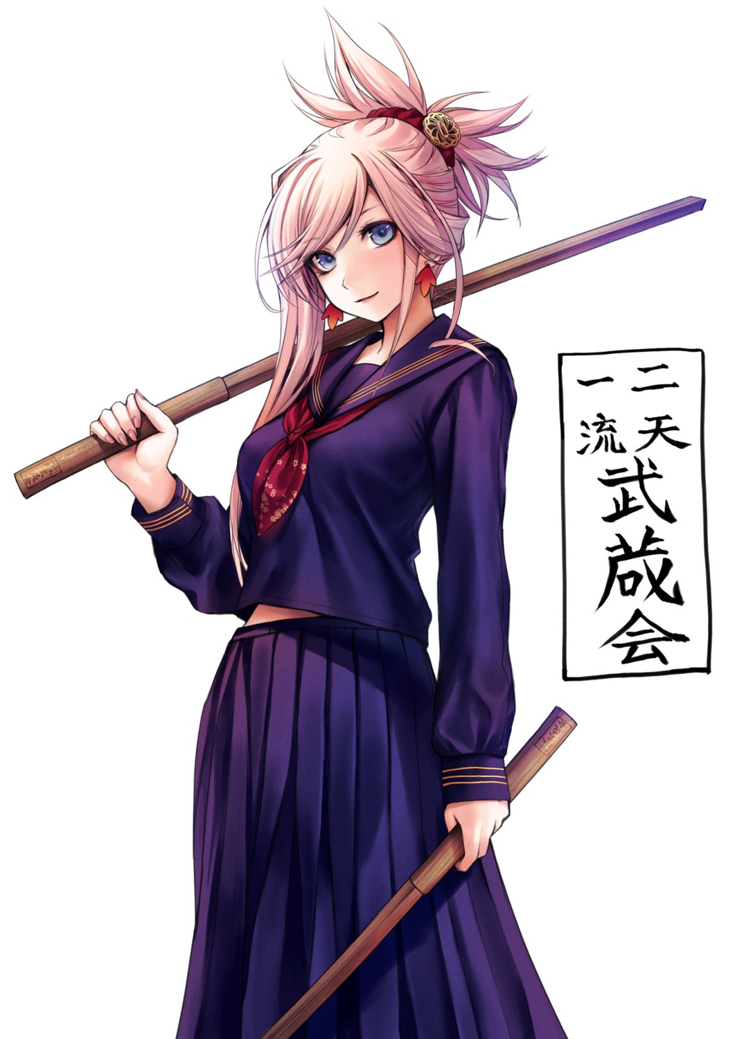 applekun fate/grand_order miyamoto_musashi_(fate/grand_order) seifuku sword