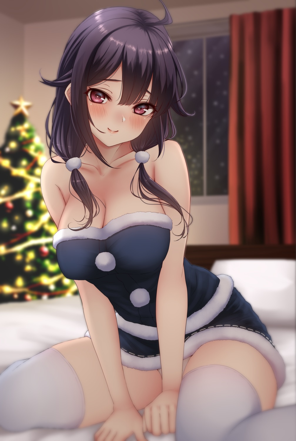 christmas dress kantai_collection no_bra nuka_(nvkka) pantsu taigei_(kancolle) thighhighs