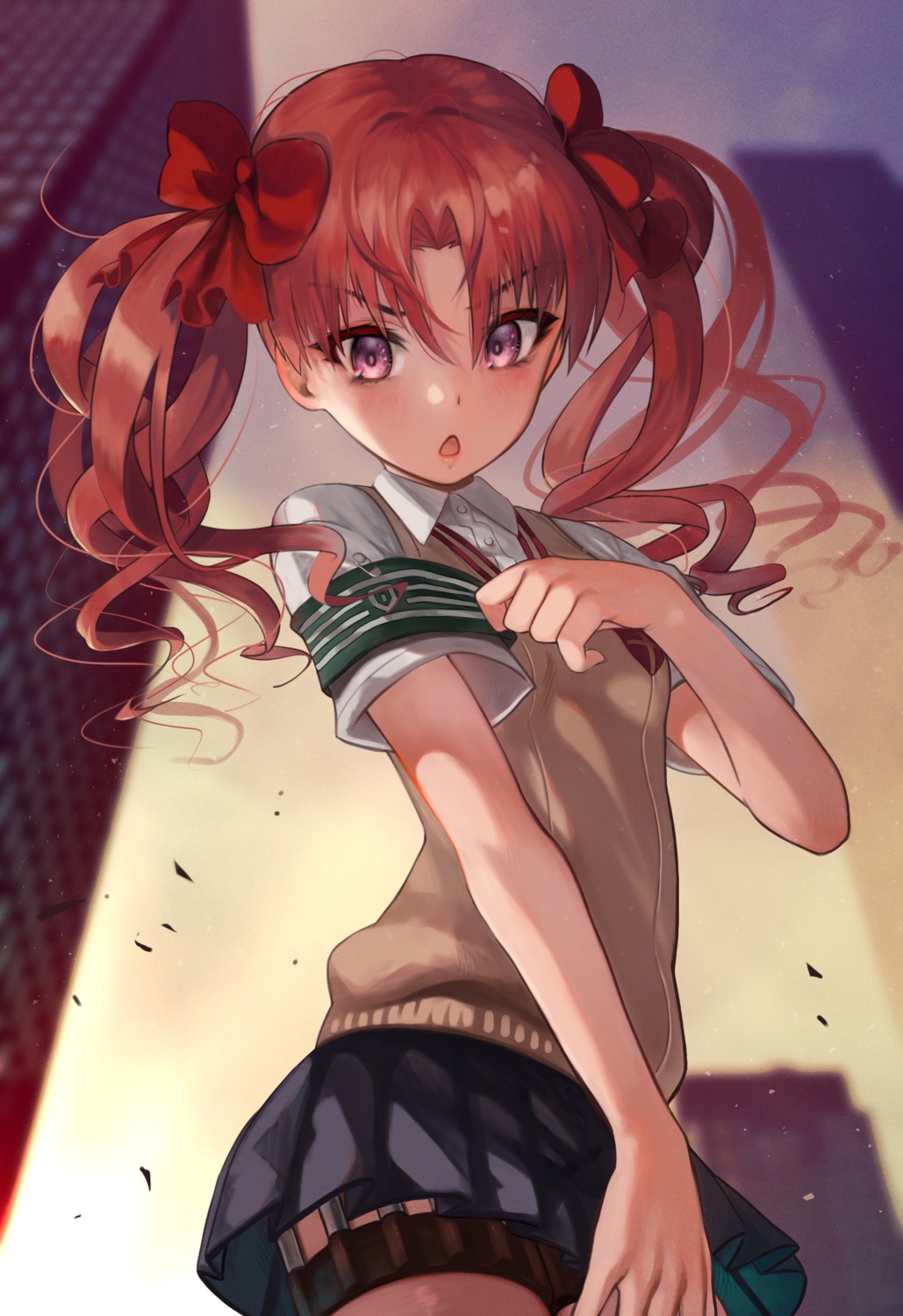 garter seifuku shirai_kuroko skirt_lift sweater to_aru_kagaku_no_railgun to_aru_majutsu_no_index torriet