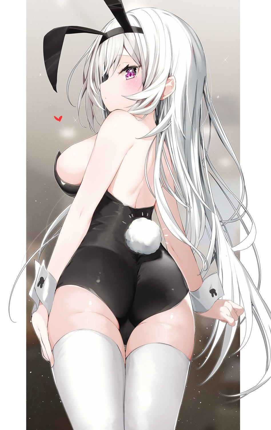 animal_ears ass bunny_ears bunny_girl kamioka_chiroru no_bra tail thighhighs