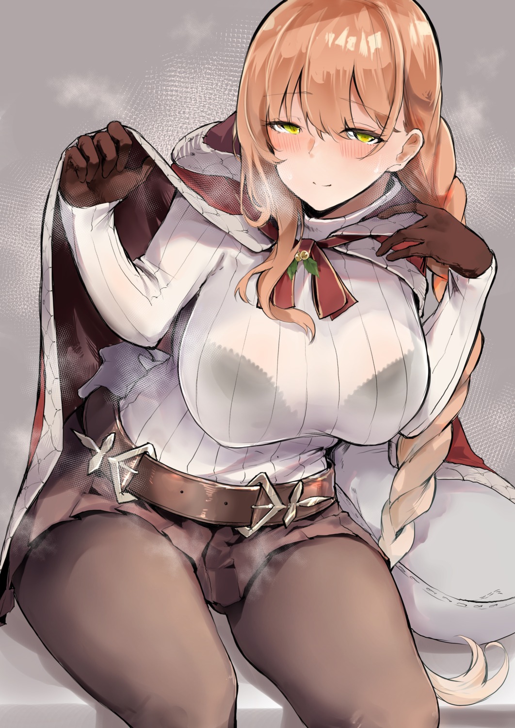 bra girls_frontline kyoyakyo pantyhose see_through skirt_lift springfield_(girls_frontline) sweater