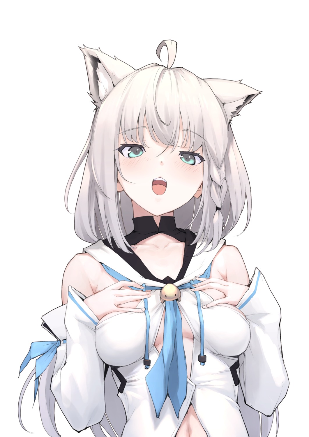 animal_ears hololive hololive_gamers kitsune mitsuru_(pixiv_34028718) no_bra shirakami_fubuki