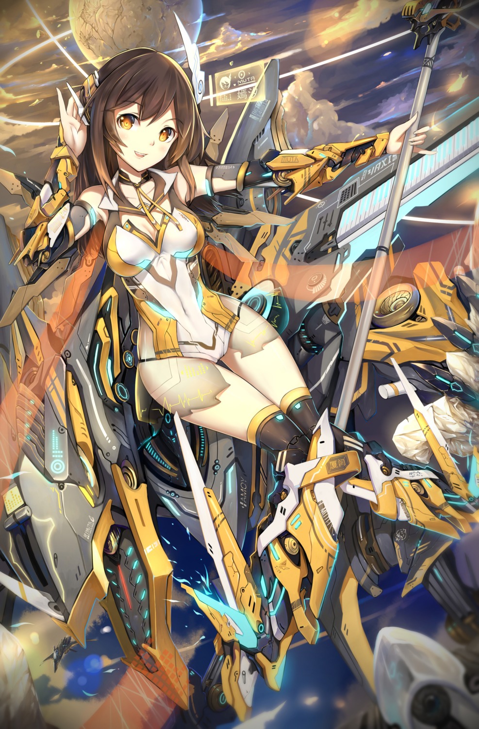 cleavage heels huali mecha_musume muta thighhighs weapon yan_xi