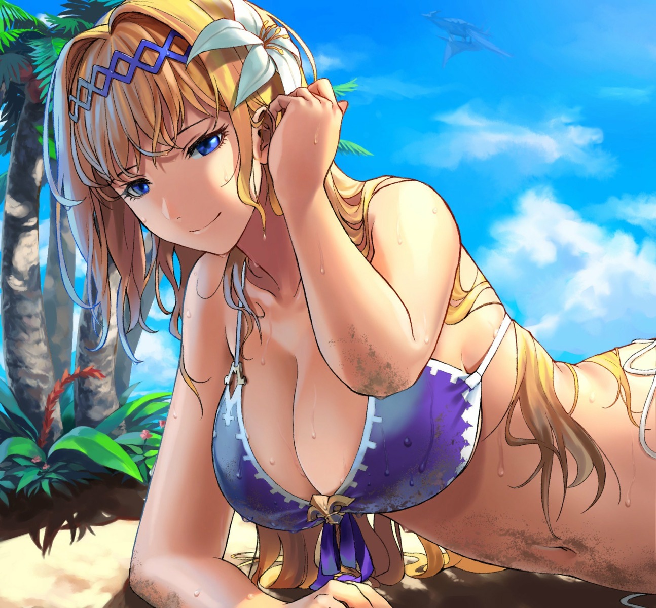 bikini_top cleavage granblue_fantasy jeanne_d'arc jeanne_d'arc_(granblue_fantasy) swimsuits wet zonotaida