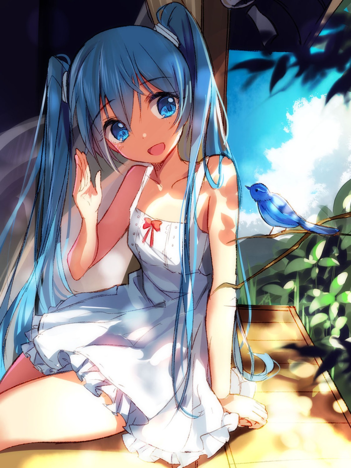 bison_cangshu dress hatsune_miku summer_dress vocaloid