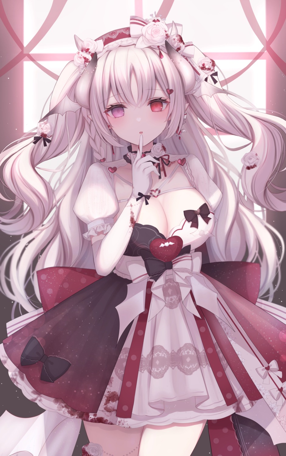 blood cleavage heterochromia horns komari_mhy pointy_ears