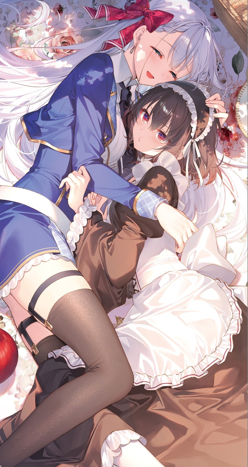 garter maid riselia_ray_crystalia seiken_gakuin_no_maken_tsukai shary_shadow_assassin stockings thighhighs toosaka_asagi yuri