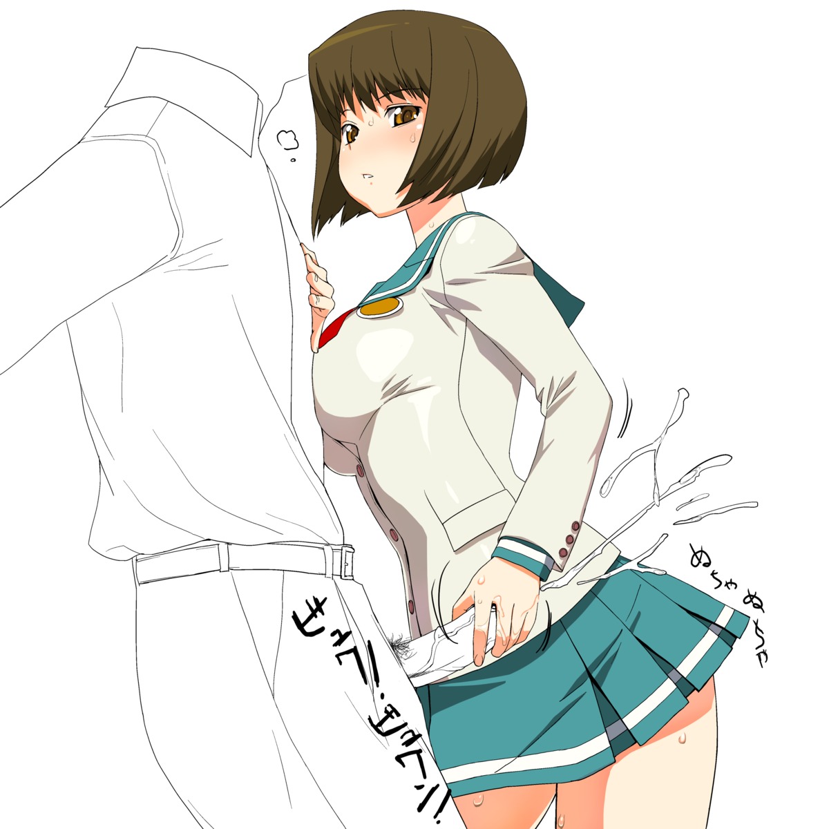 a1 hagiwara_yukiho handjob initial-g line_art penis seifuku the_idolm@ster xenoglossia