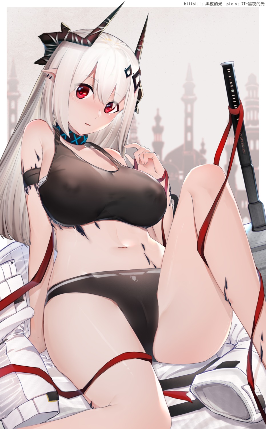 7t arknights erect_nipples horns mudrock_(arknights) pointy_ears