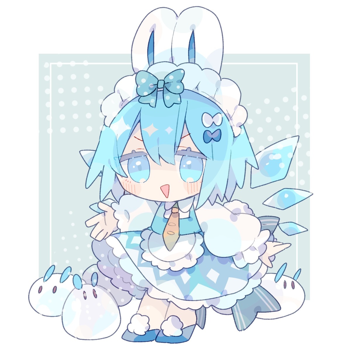 animal_ears bunny_ears chibi cirno maid nikorashika skirt_lift tail touhou wings