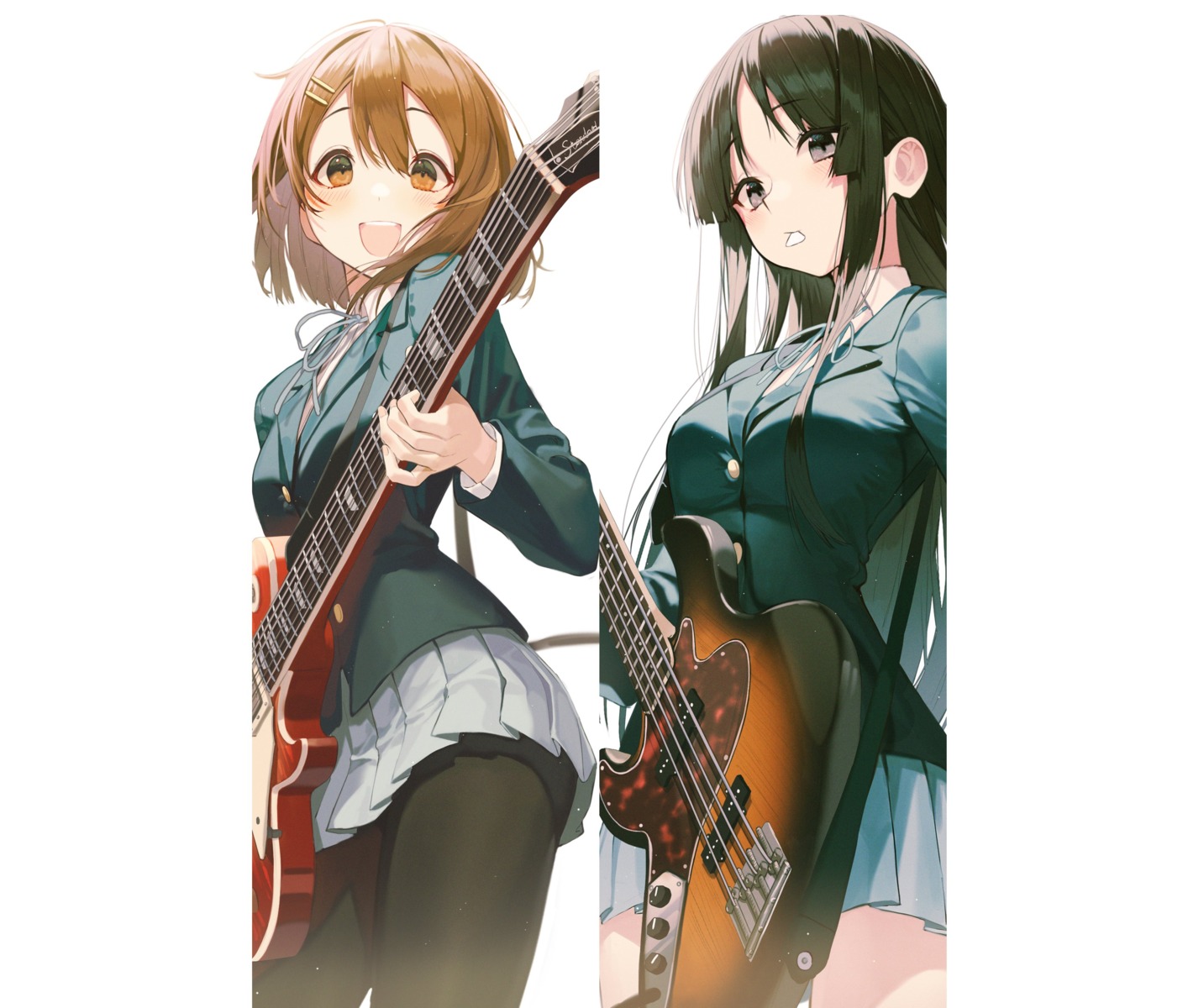 akiyama_mio guitar hirasawa_yui k-on! pantyhose pro-p seifuku