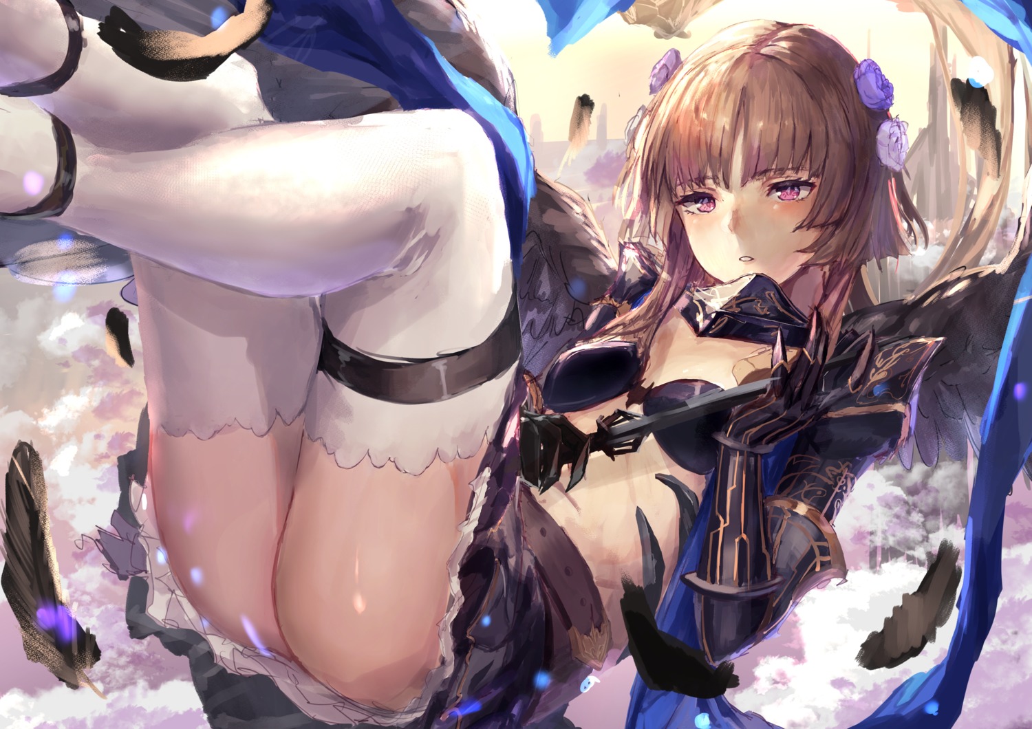 armor bikini_armor garter manichi sketch thighhighs weapon wings