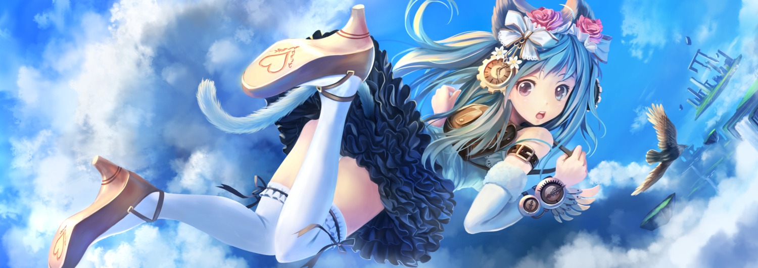 animal_ears dress heels nekomimi pantsu tail thighhighs zuppon