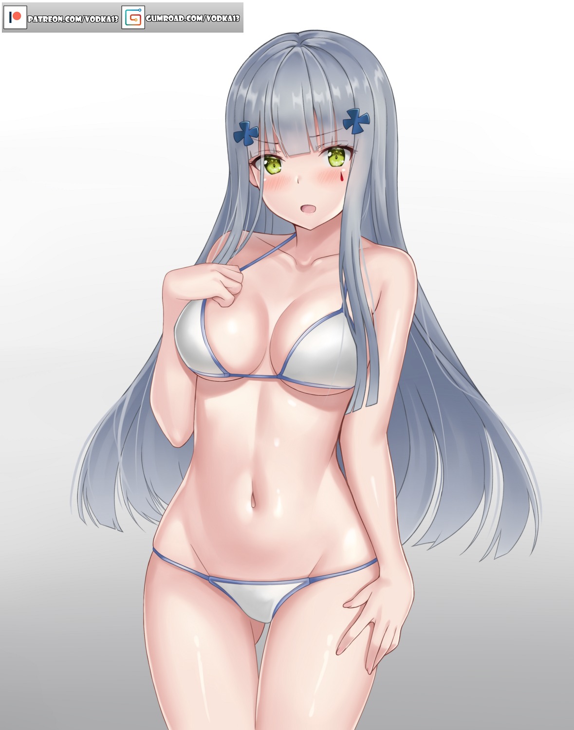 bikini breast_hold cleavage girls_frontline hk416_(girls_frontline) swimsuits underboob vodka13