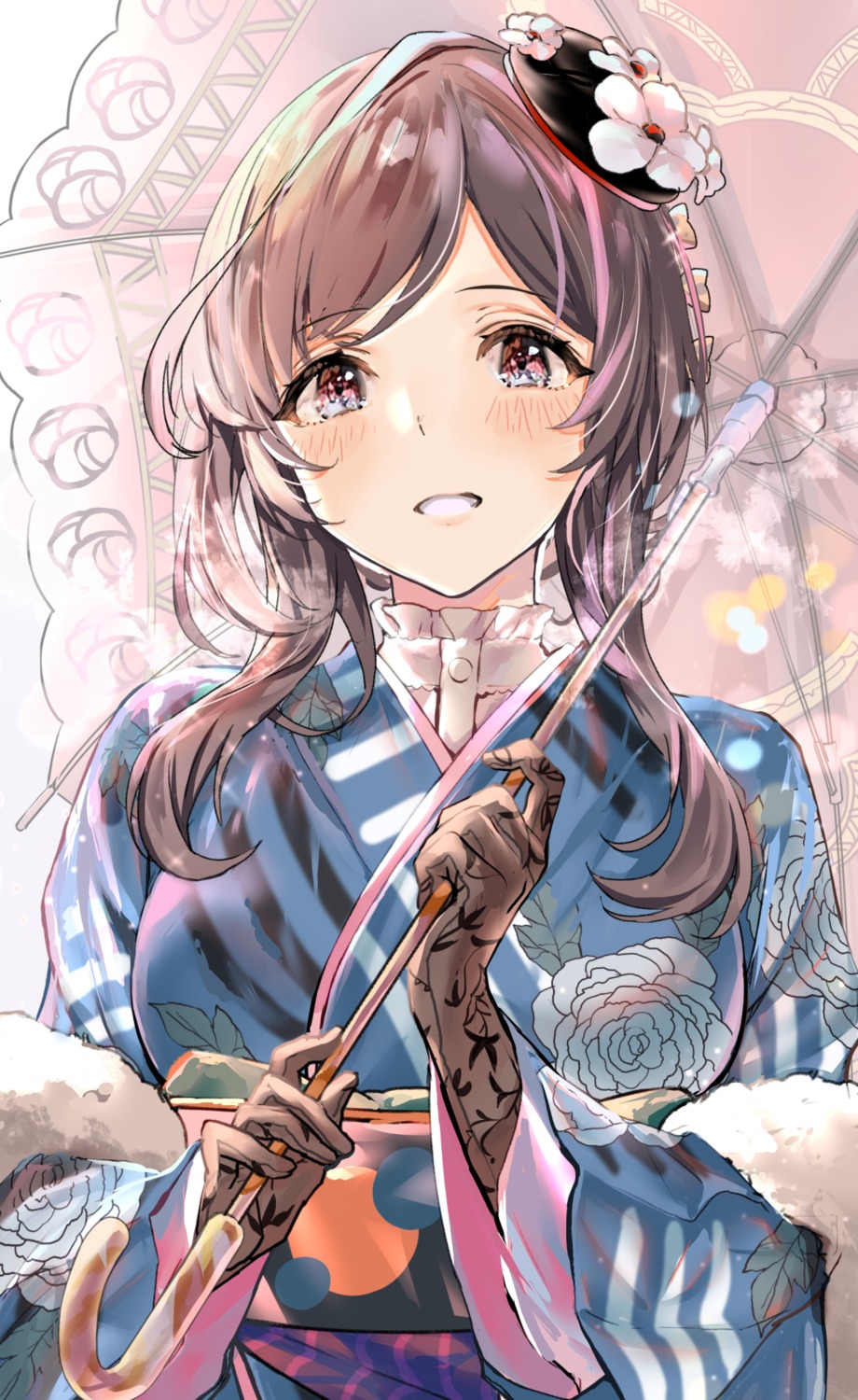 kimono temir the_idolm@ster the_idolm@ster_shiny_colors tsukioka_kogane umbrella