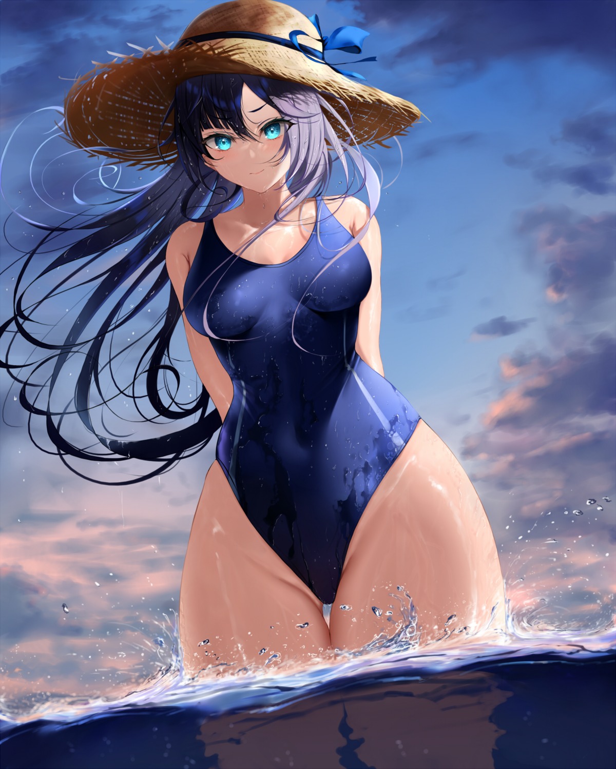 genshin_impact mona_megistus swimsuits wet xi_ying