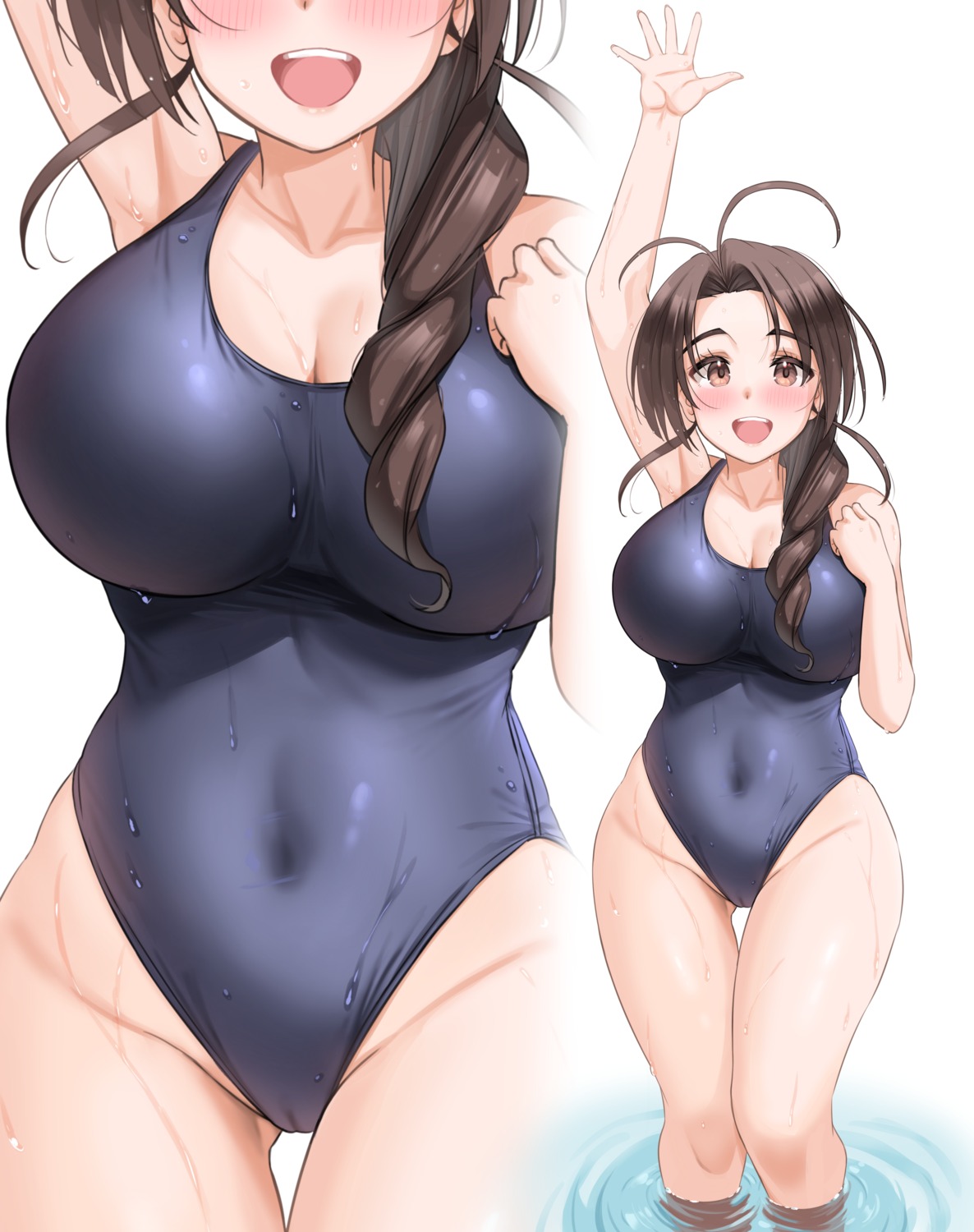 cameltoe cleavage kibihimi love_hina otohime_mutsumi school_swimsuit swimsuits wet