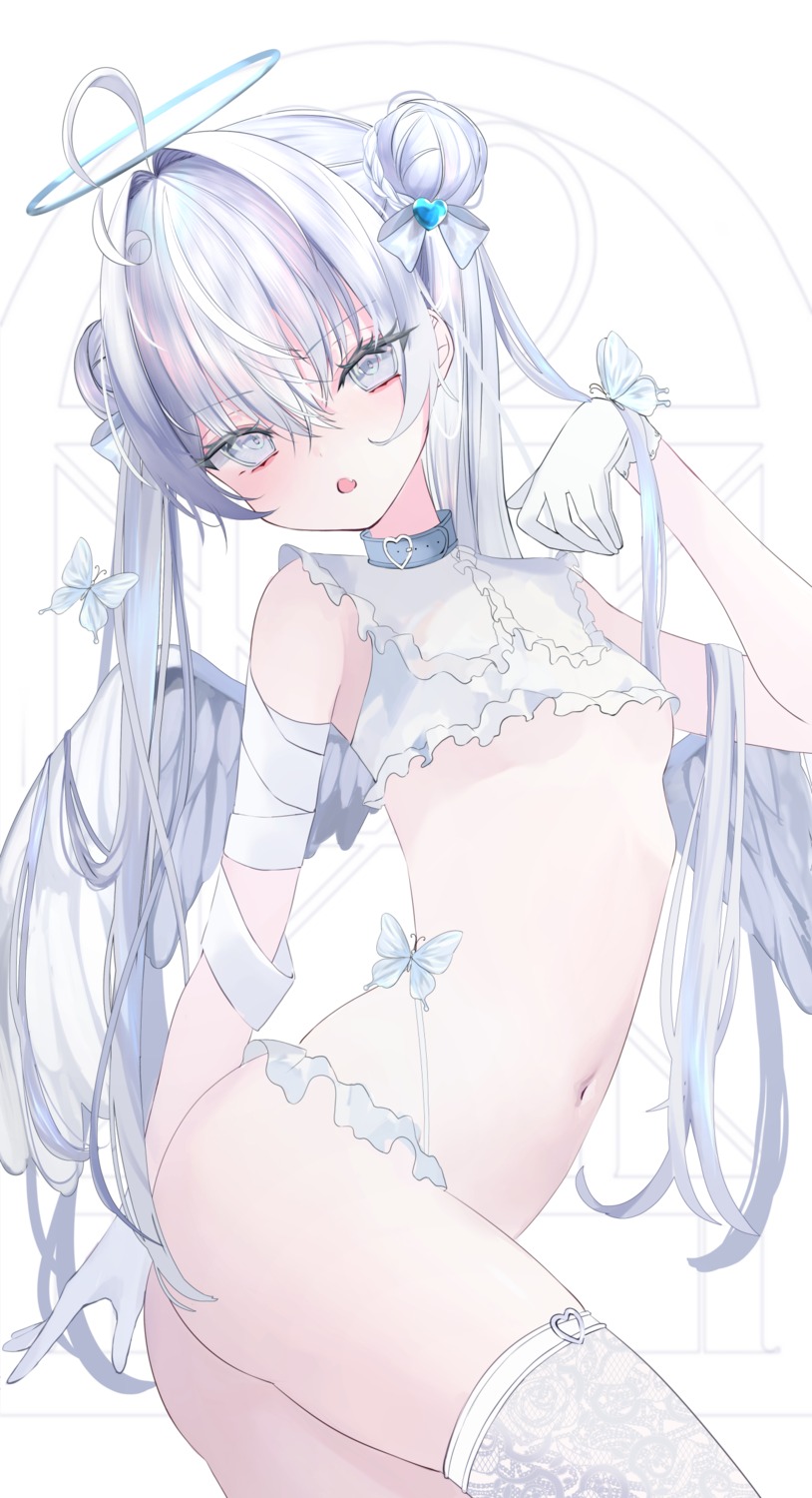 angel bandages loli moemoepiano no_bra pantsu thong wings