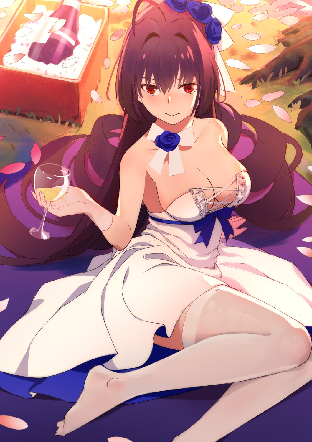 benghuai_xueyuan cleavage dress hen-te honkai_impact no_bra raiden_mei see_through thighhighs