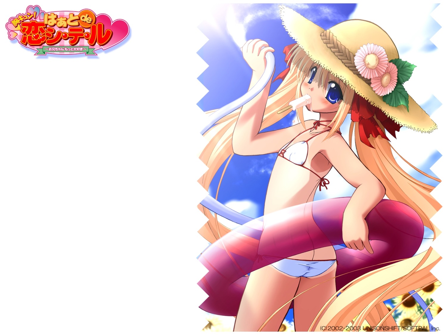 ass azuki_(munekyun!) bikini loli munekyun!_heart_de_koi_shi-te-ru munekyun!_series ozawa_akifumi swimsuits tan_lines unisonshift wallpaper