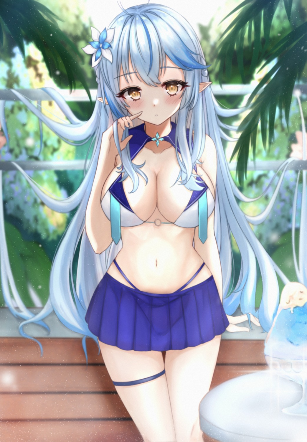 bikini elf garter hololive mofu07519 pointy_ears swimsuits yukihana_lamy