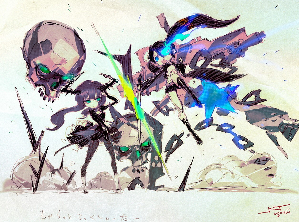 black_rock_shooter black_rock_shooter_(character) chibi dead_master jnthed vocaloid