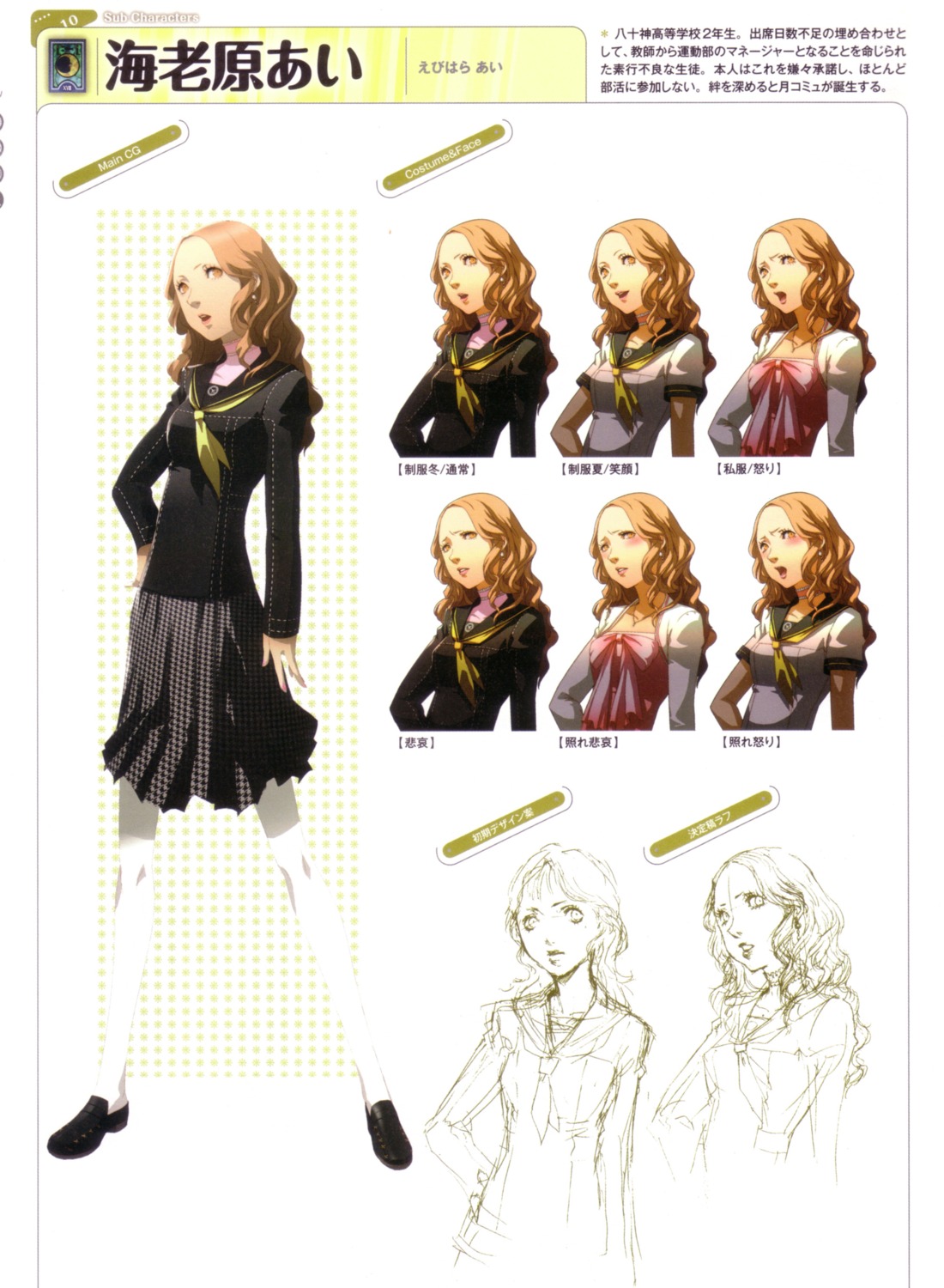 ebihara_ai megaten persona persona_4 seifuku sketch soejima_shigenori