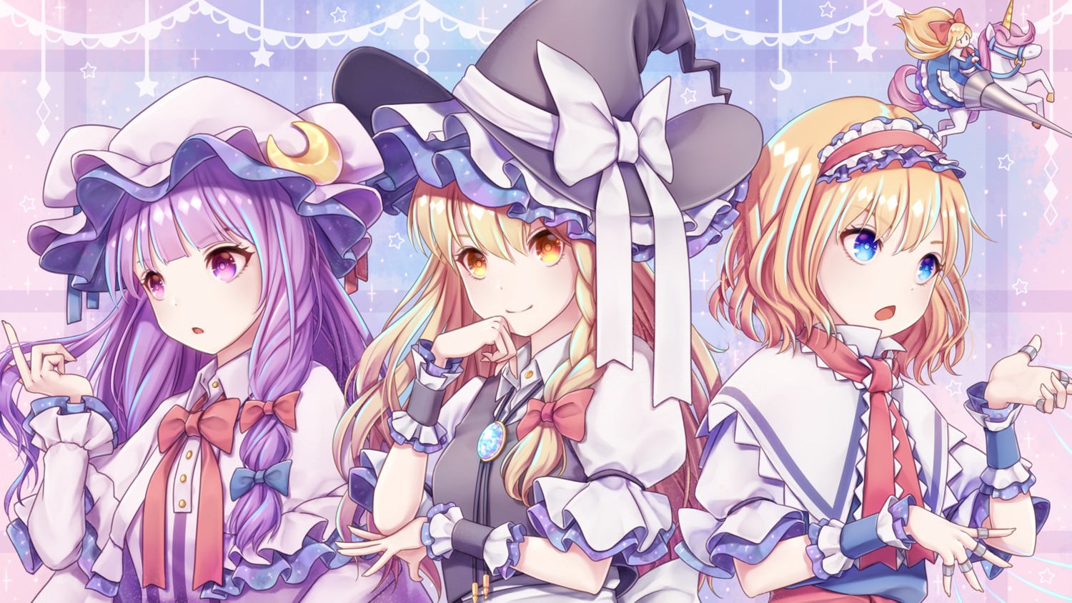 alice_margatroid kirisame_marisa patchouli_knowledge torinari_(dtvisu) touhou weapon witch