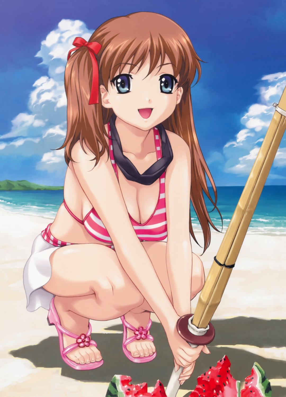 amamiya_momona bikini cleavage crossnet-pie feet happoubi_jin heels photoshop resort_boin swimsuits sword