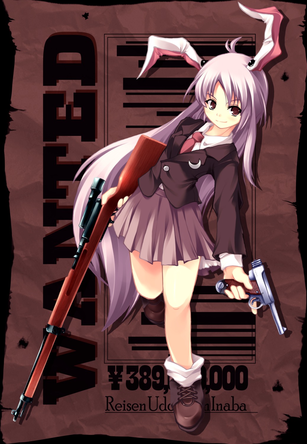 animal_ears bunny_ears bunny_girl gun reisen_udongein_inaba seifuku tagme touhou